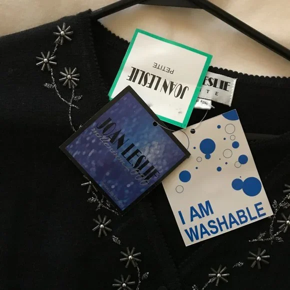 Joan Leslie Petite Millennium 2000 Black Beaded Sweater - Picture 8 of 9